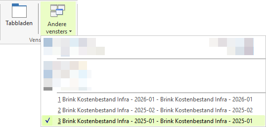 Lijst geopende bestanden