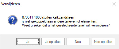 Verwijderen niet gekoppeld tarief