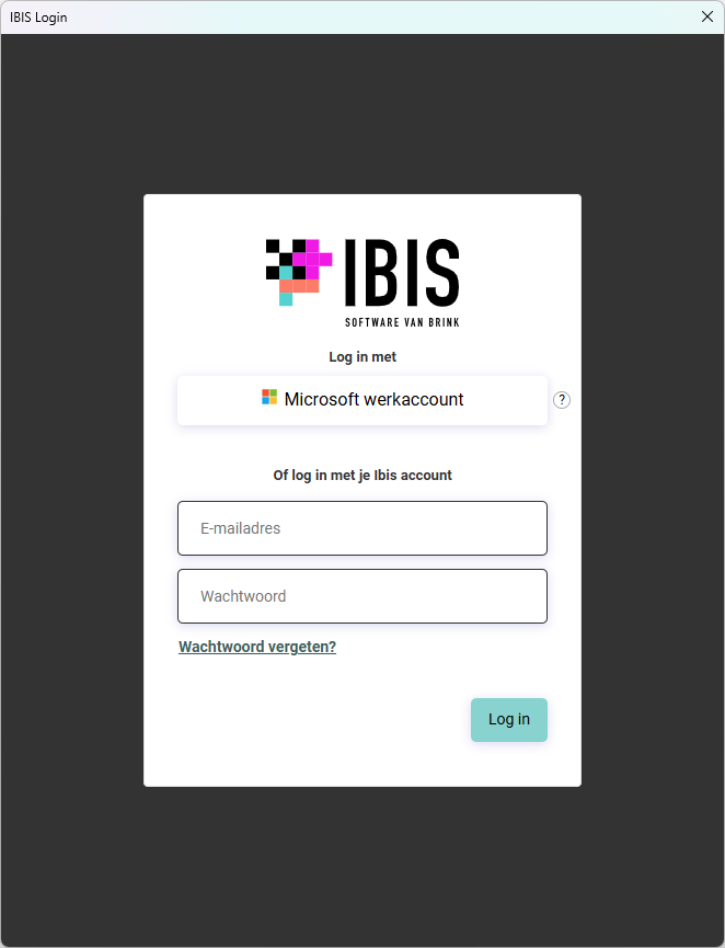 Inloggen Ibis voor Infra Basisbestanden