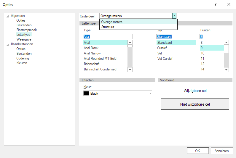 Opties-Algemeen-Lettertype
