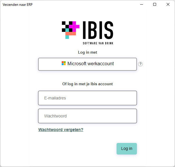 Verzenden naar ERP - inloggen mijn.ibis.nl