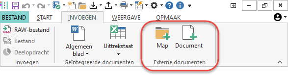 Toevoegen document menu invoegen