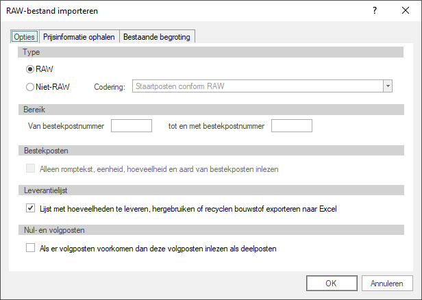 Importeren RSU in Calc-Opties