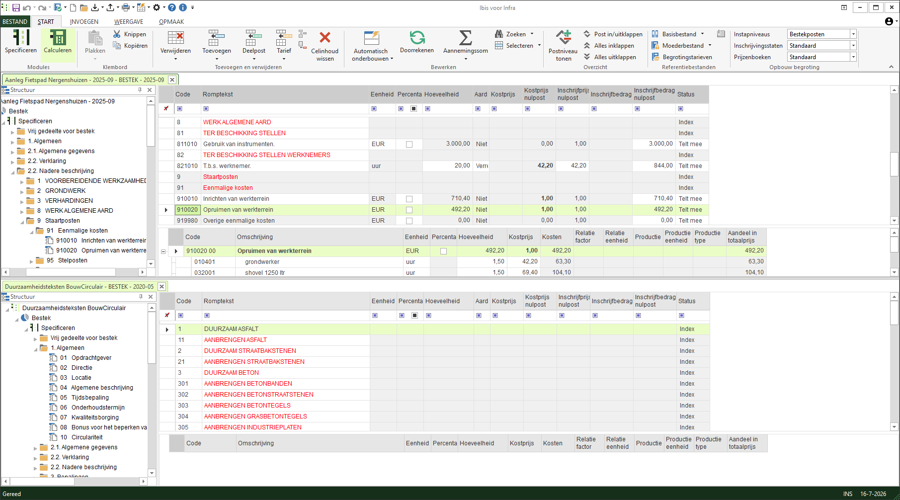 Meerdere bestanden in tabs - onder elkaar - Calculeren