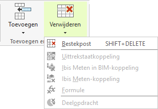 Groep toevoegen en verwijderen - Specificeren - verwijderen bestekpost