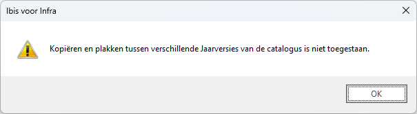 Melding kopiëren en plakken tussen verschillende Jaarversies