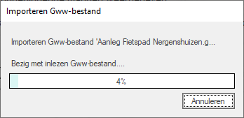 Importeren Gww-bestand SQL voortgangsindicator