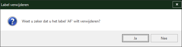 Labels - melding verwijderen label