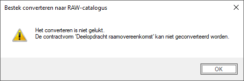 RAW conversie - ongeldige contractvorm