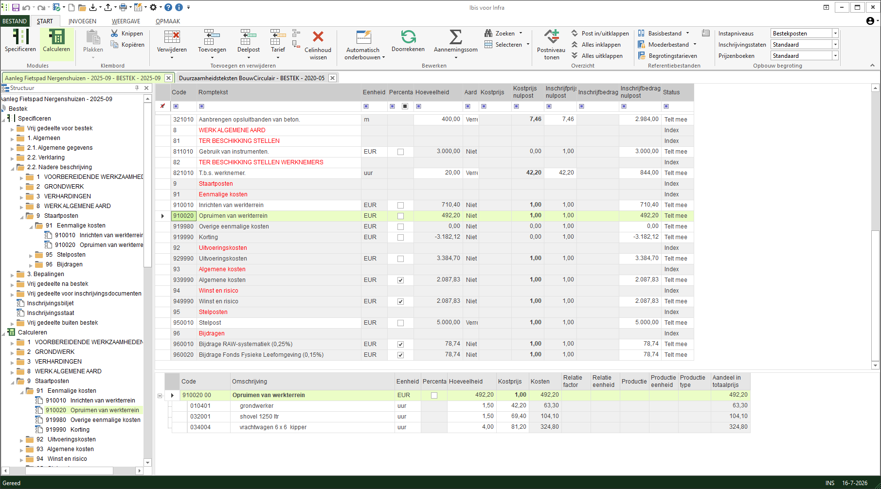Meerdere bestanden in tabs - Cacluleren