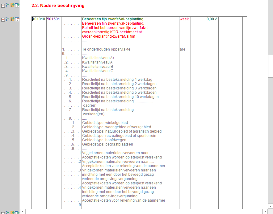 Hoofdcode met status voorlopig