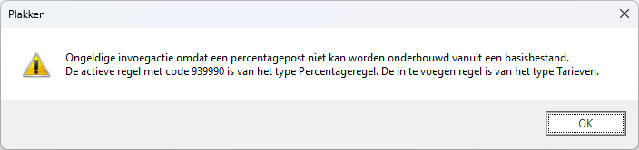 Toevoegen - percentagepost niet onderbouwen