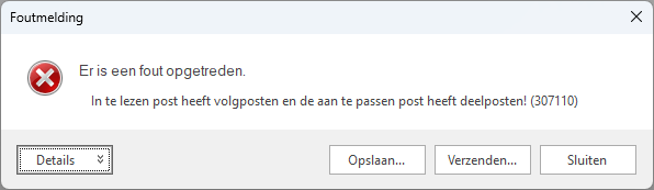 Import RAW in bestaande begroting - melding volgposten en deelposten