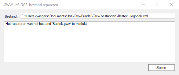 Bestand repareren-logboek-foutief