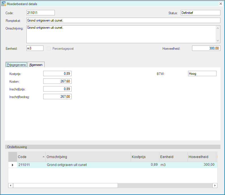 Moederbestand - calc - details