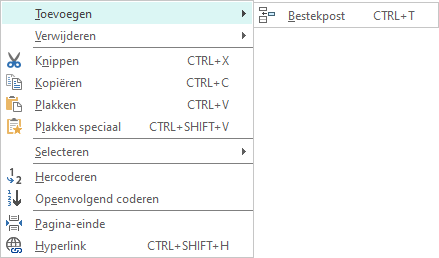 Toevoegen bestekpost submenu