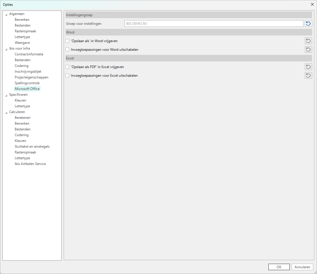 Opties-Ibis voor Infra-Microsoft Office - New
