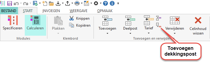 Toevoegen dekkingspost - New