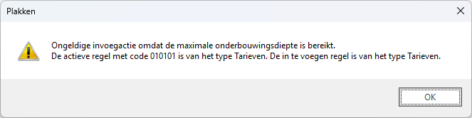 Toevoegen - maximum onderbouwingsdiepte