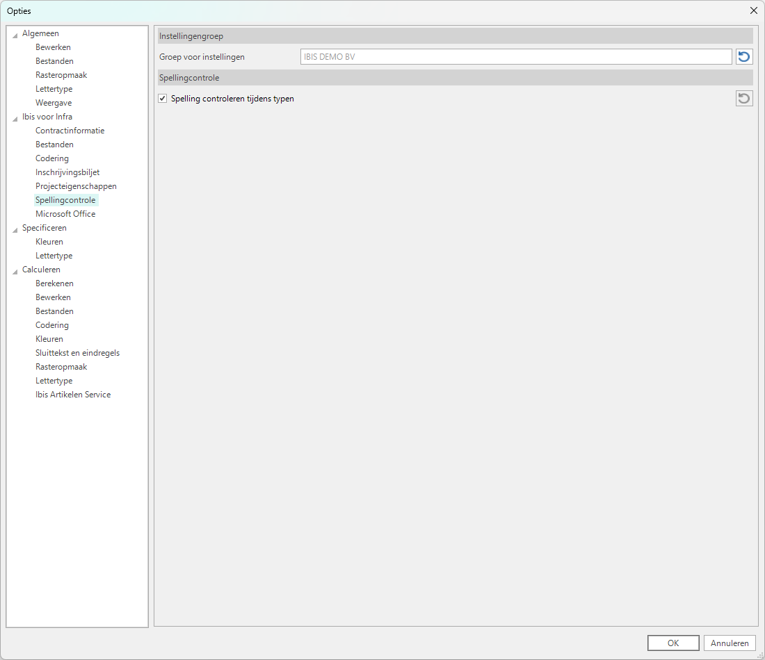 Opties-Ibis voor Infra-Spellingcontrole - New