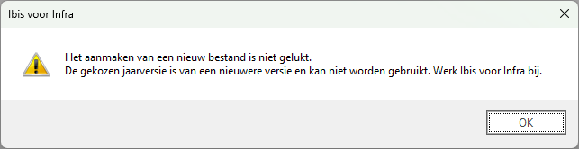 Nieuw bestand - melding te nieuwe Releaseversie