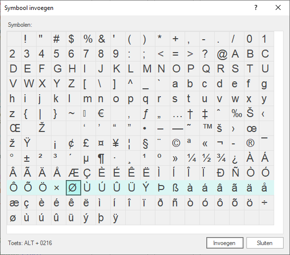 Symbolen invoegen