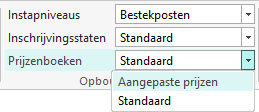 Prijzenboek selecteren