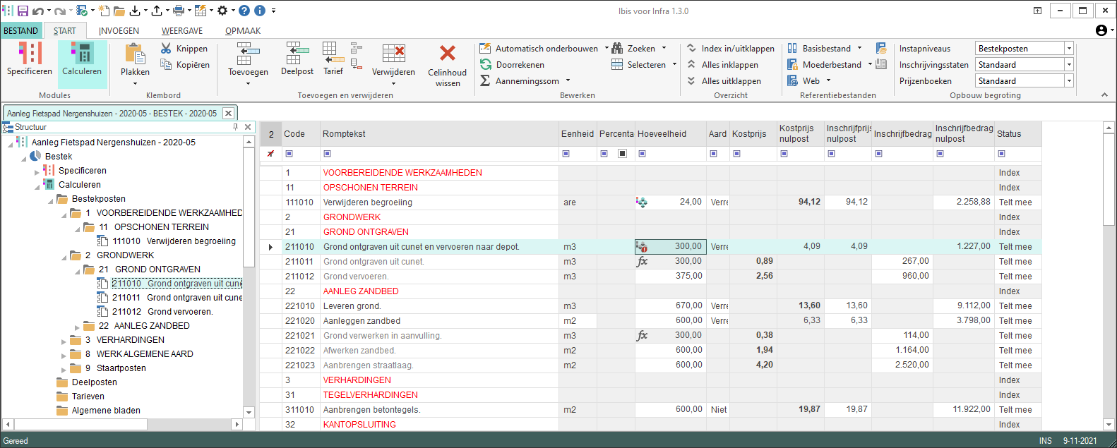 BIM-meetstaten koppeling in calc