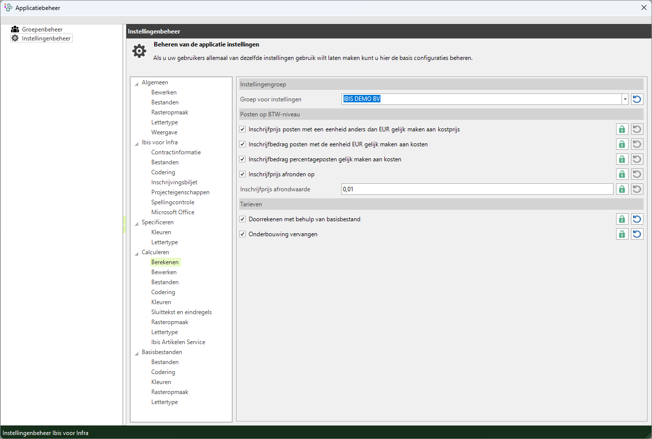 Instellingenbeheer - Calculeren - Berekenen 3