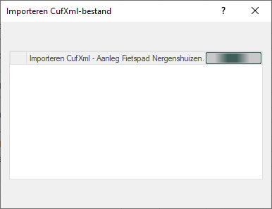 Importeren CufXml - voortgang