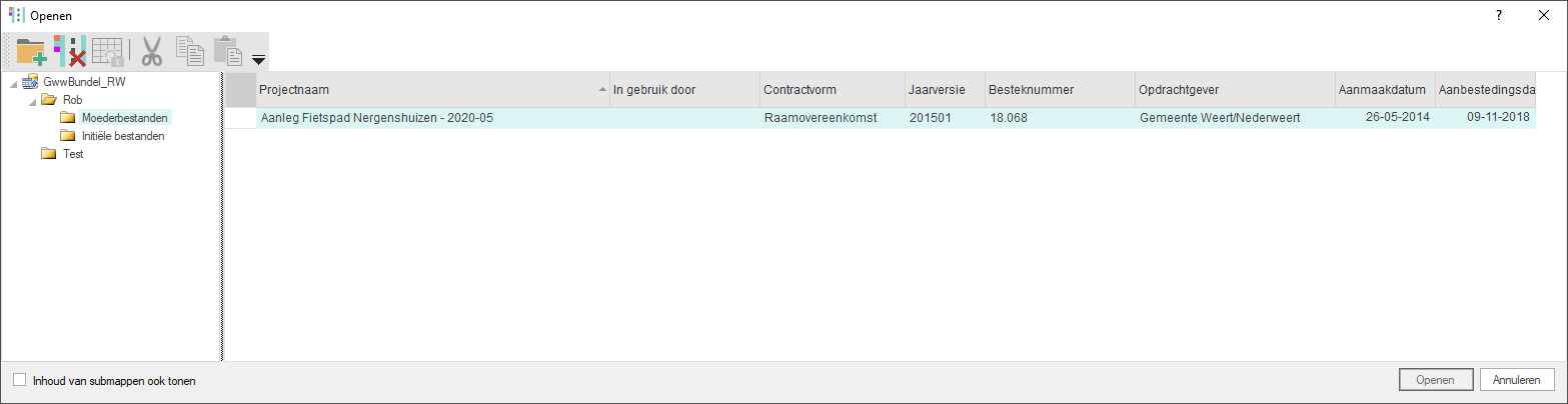 Openen moederbestand SQL