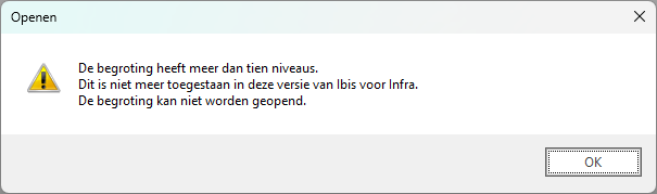 NIETRAWVRIJ begroting openen in v3.1 met te veel niveaus