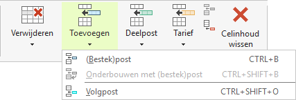 Groep toevoegen en verwijderen - Calculeren - toevoegen bestekpost