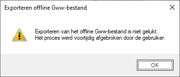 Exporteren offline Gww-bestand SQL annuleren