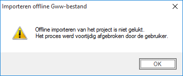 Importeren offline Gww-bestand SQL annuleren
