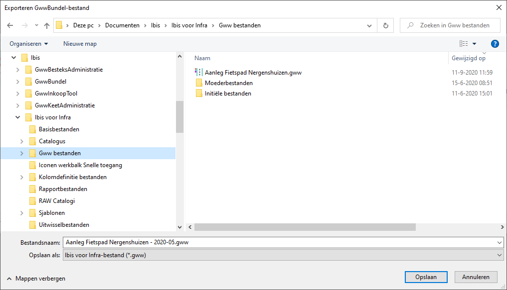 Exporteren Gww-bestand