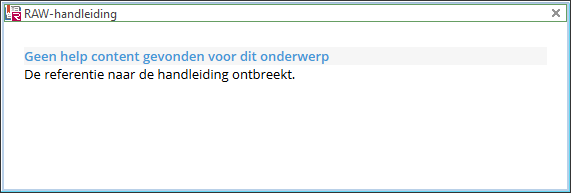 RAW-handleiding - melding geen referentie