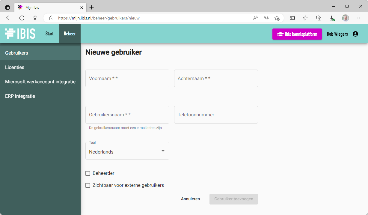 Gebruikers aanmaken op mijn.ibis.nl 5