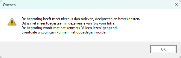 NIETRAW begroting openen in v3.1 met te veel niveaus