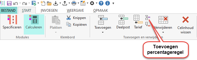 Toevoegen percentageregel