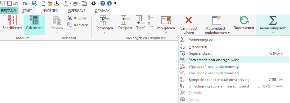 Sorteercode naar onderbouwing