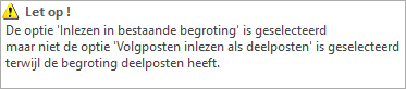 Import RAW in bestaande begroting - tooltip