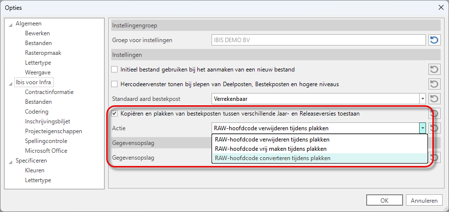 Instelling kopiëren en plakken Jaar- en Releaseversie - v4.2