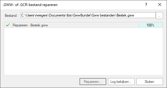 Bestand repareren-gelukt