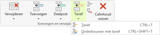 Groep toevoegen en verwijderen - Calculeren - toevoegen tarief