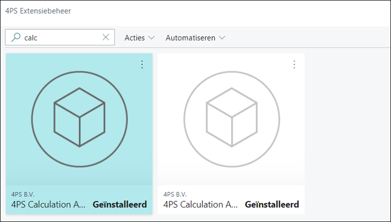 4PS Construct - Extensiebeheer - geïnstalleerd