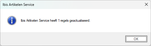 Ibis Artikelen Service - melding na actualiseren