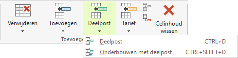 Groep toevoegen en verwijderen - Calculeren - toevoegen deelpost