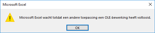 Uittrekstaat foutmelding OLE koppeling