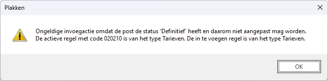 Toevoegen - post is definitief